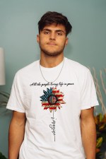 American Hippie Sunflower Shirt, All The People Living Life In Peace - Image 2