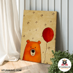 Cute Bear And The Red Balloon Canvas Poster - Image 3