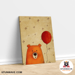 Cute Bear And The Red Balloon Canvas Poster - Image 4