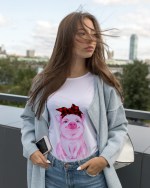 Cute Pink Pig Girl Love Life Shirt - Image 3