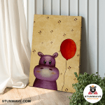 Cute Purple Hippo And The Red Balloon Canvas Poster - Image 3