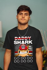 Daddy Shark Do Do Do, American Firefighter Dad Shirt - Image 2