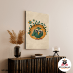 Green Circle Owl And The Warm Cave Canvas Poster - Image 2