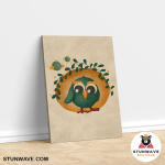 Green Circle Owl And The Warm Cave Canvas Poster - Image 4