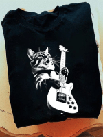 cat guitar shirt