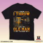 Funny old man throwing t-shirt gift for sports lovers, sarcastic vintage humor tee