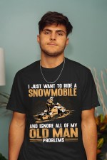 Funny Snowmobile T-Shirt for Men Who Ignore Aging and Ride Snowmobiles - Image 2
