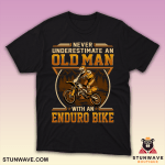 Old man riding enduro bike wearing funny motorcycle t-shirt gift