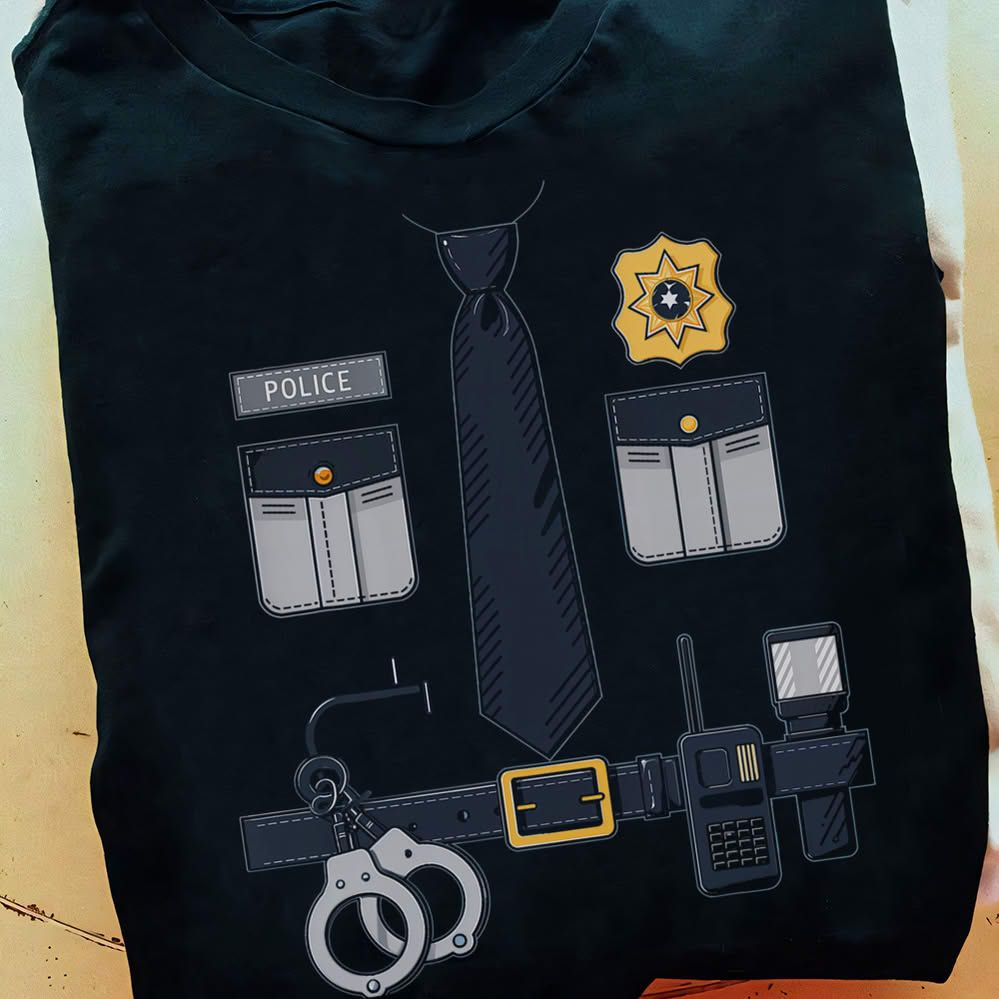 Funny Police Officer Costume T-Shirt for Parties and Halloween Dress Up ...